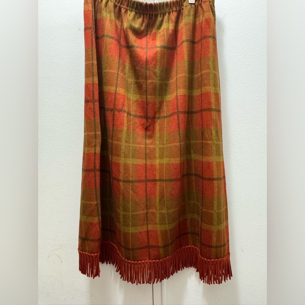Vintage Dress Barn Tartan Plaid Fringe Equestrian Skirt Size 14/16 checkered